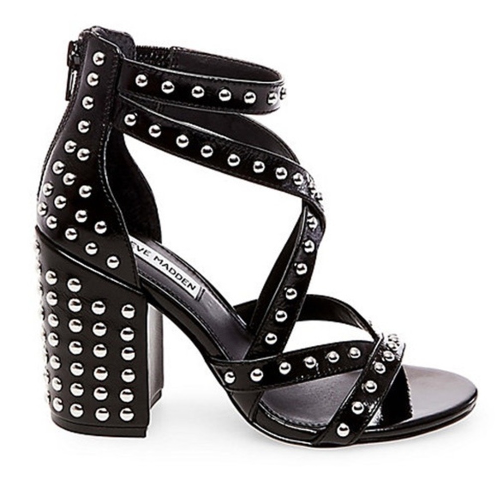 Steve Madden Fara S Black Studded heeled sandals